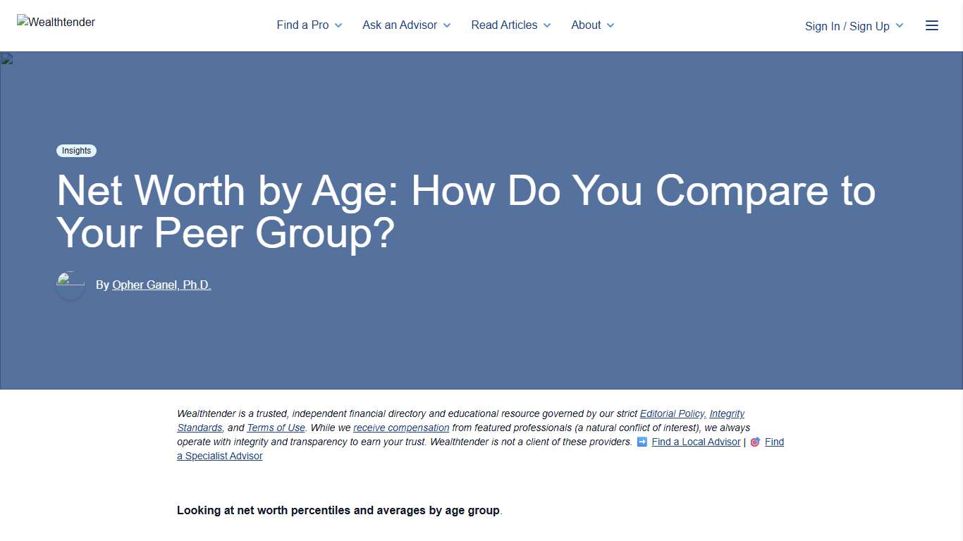 Net Worth by Age: How Do You Compare to Your Peer Group? - Wealthtender